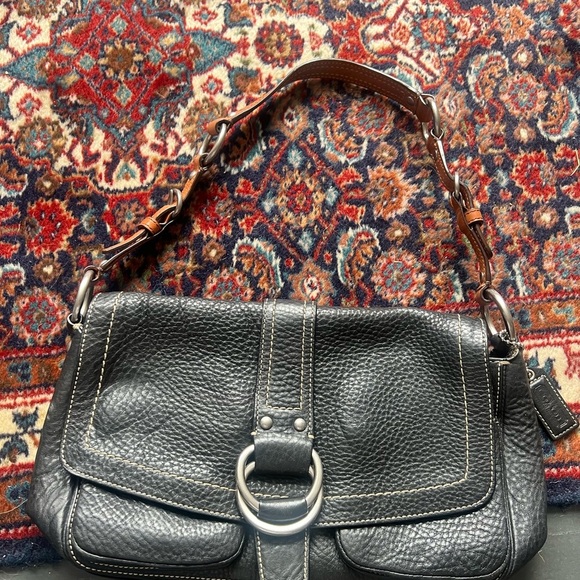 Coach Chelsea Pebbled Black Leather Field Tote Shoulder Bag Purse - Picture 2 of 4